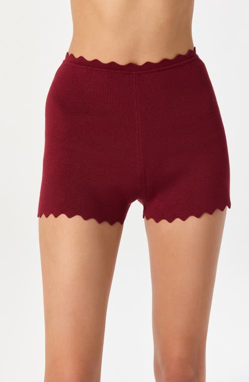 Astr The Label Scalloped Edge Knit Shorts In Red