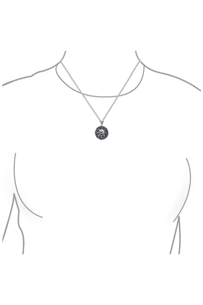 Men's Skull Coin Pendant Necklace, Alternate, color, SILVER