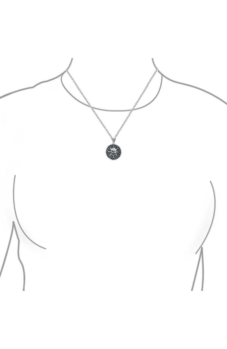BLING JEWELRY Men's Skull Coin Pendant Necklace, Alternate, color, Silver