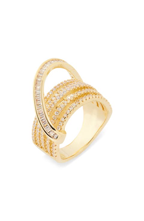 Cubic Zirconia Crossover Ring