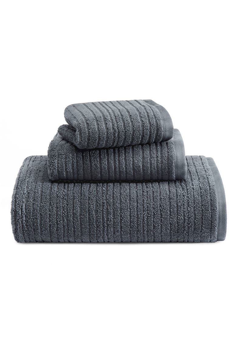 Kenneth Cole Brooks 3-Piece Cotton Towel Set, Main, color, Charcoal