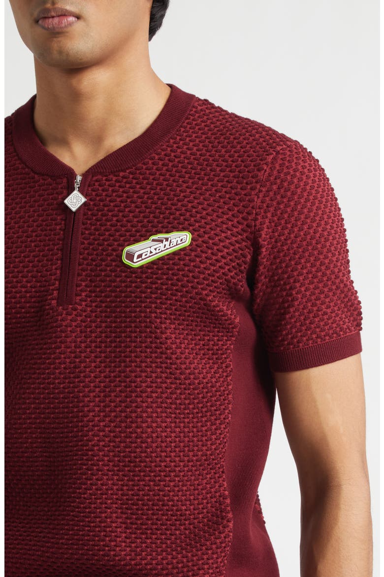 Bubble Jacquard Quarter Zip Polo, Alternate, color, BURGUNDY