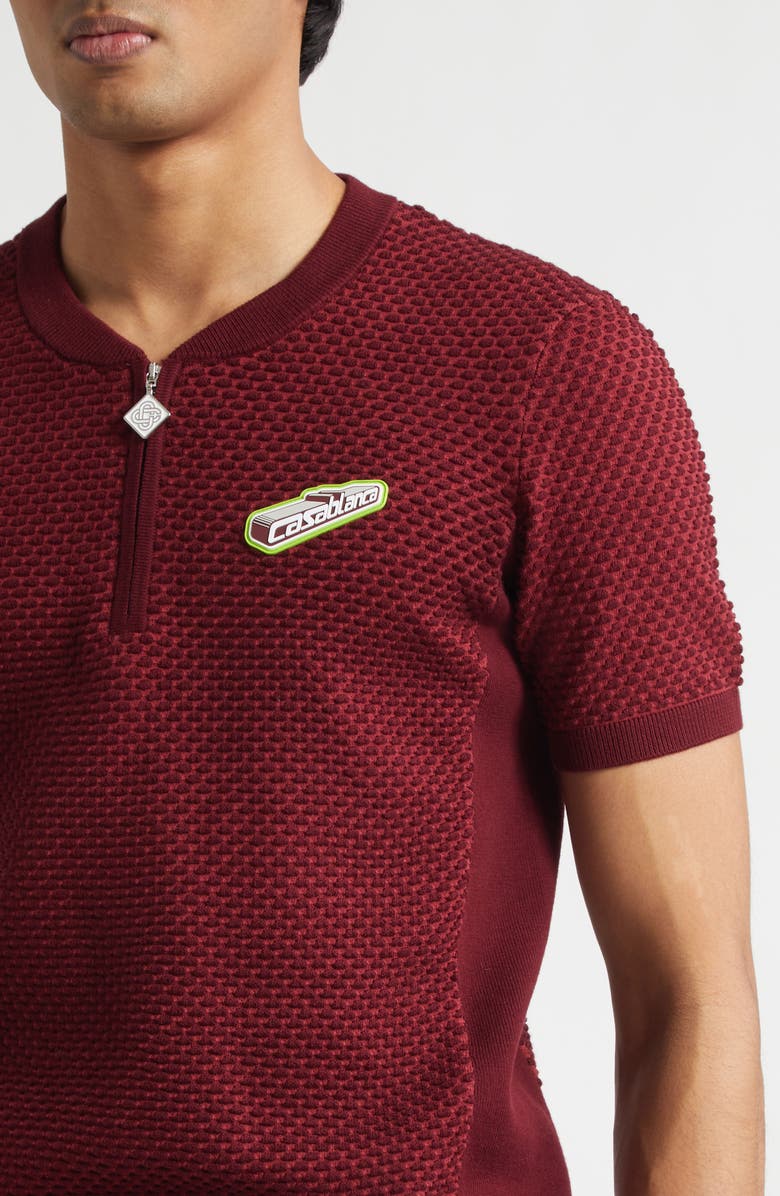 Casablanca Bubble Jacquard Quarter Zip Polo, Alternate, color, Burgundy