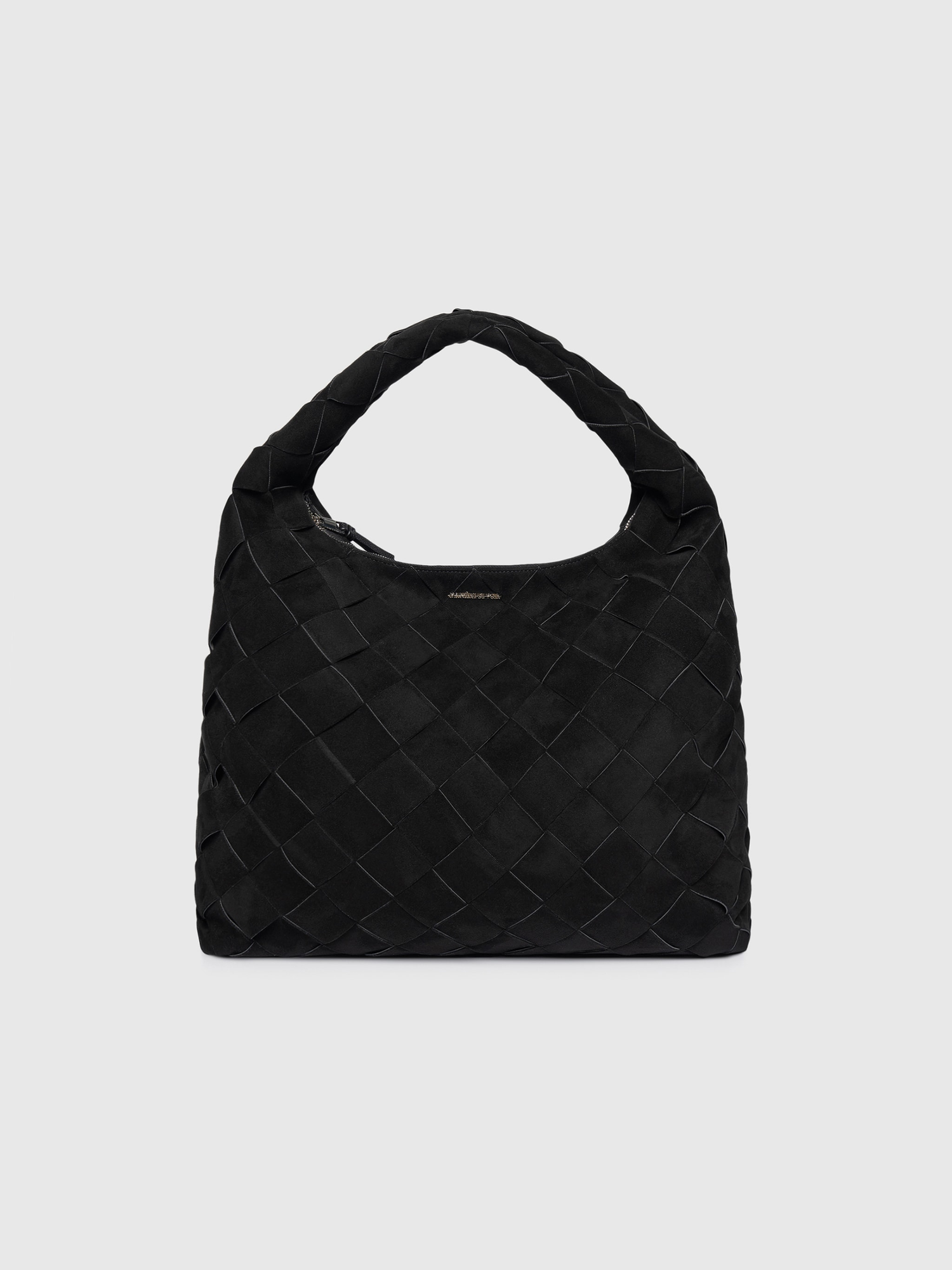 Manière De Voir Aubin Suede Woven Hobo Bag, Alternate, color, Black