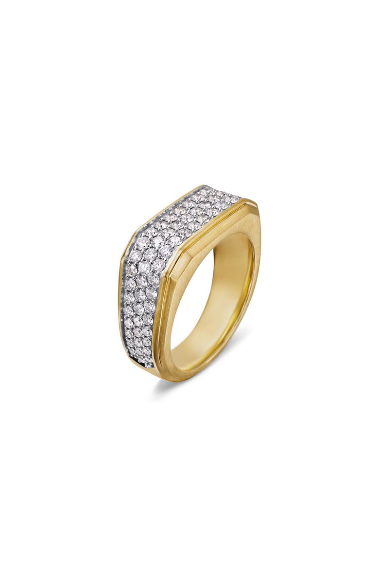 David Yurman Men's Deco Signet Ring in 18K Yellow Gold with Diamonds, 10mm, Alternate, color, Gold/ Diamond