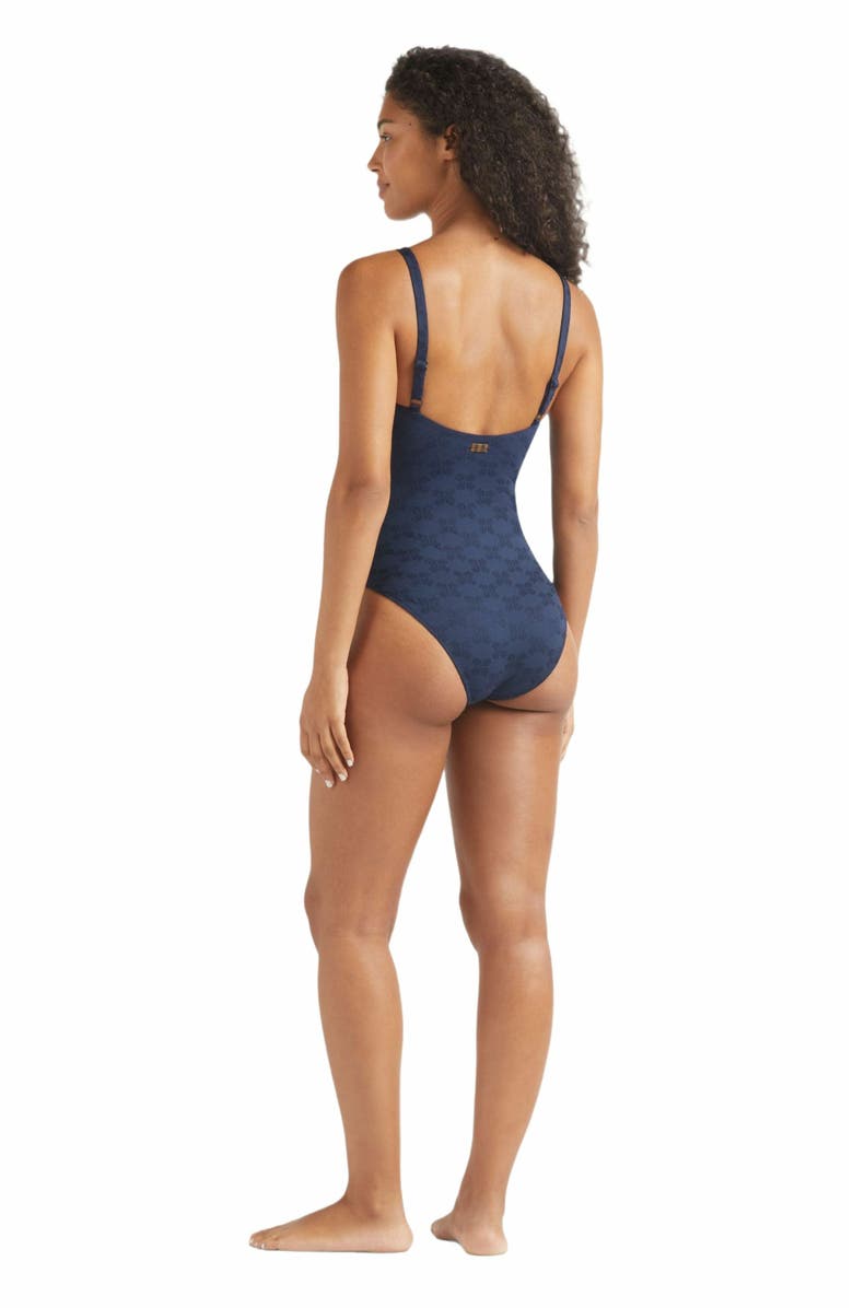 Vilebrequin Women's Turtles Monogram Underwire One-Piece Swimsuit, Alternate, color, Bleu Marine