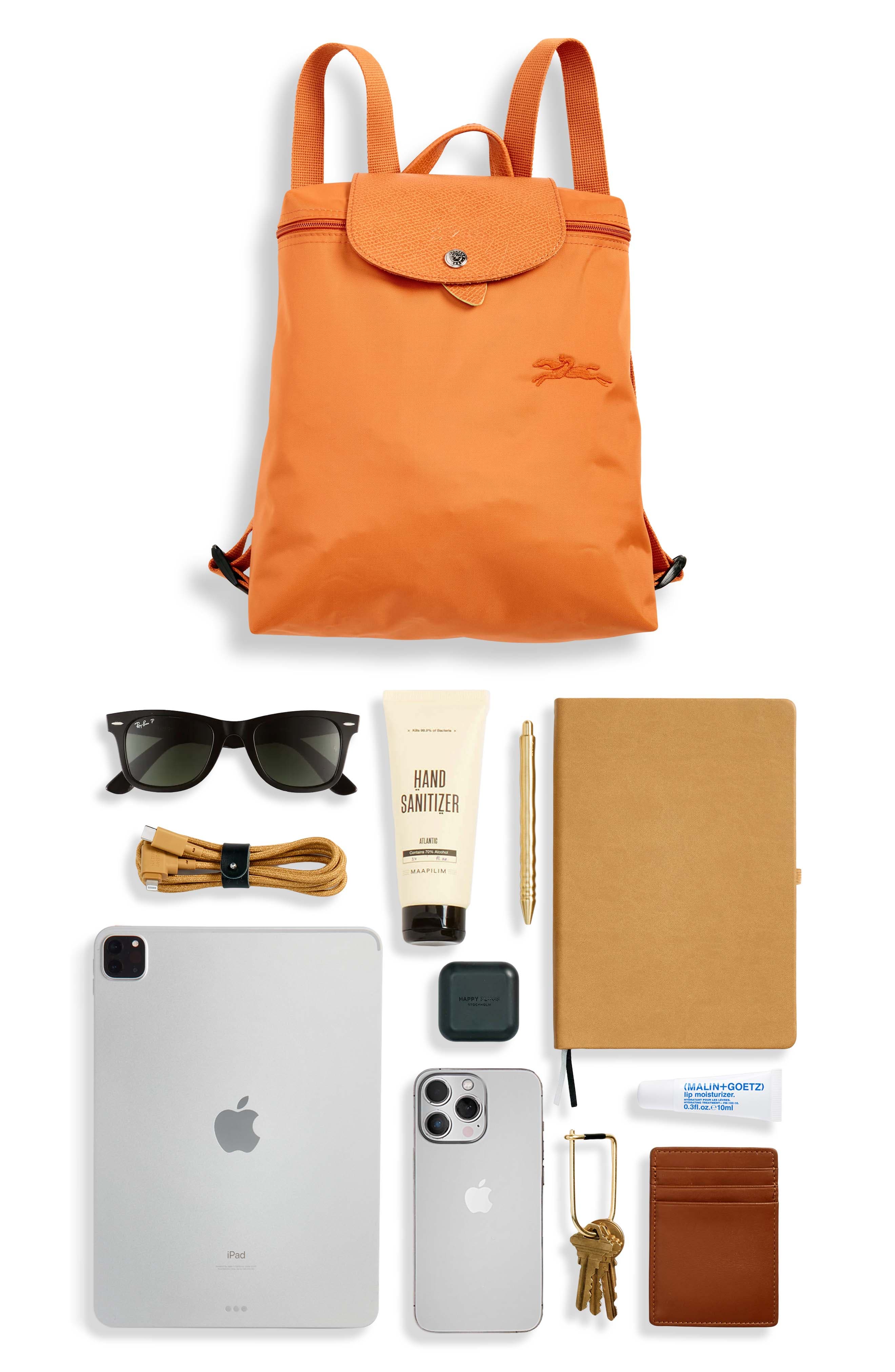 Le Pliage Recycled Canvas Backpack, Alternate, color, CARROT