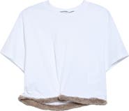 Alexander Wang Faux Fur Trim Jersey T-Shirt