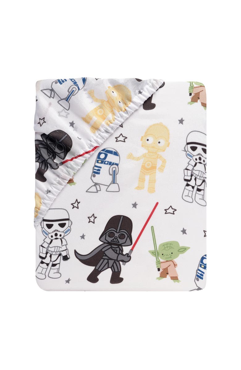 Lambs & Ivy Star Wars Classic Fitted Crib/Toddler Sheet - Yoda/Darth Vader, Alternate, color, White