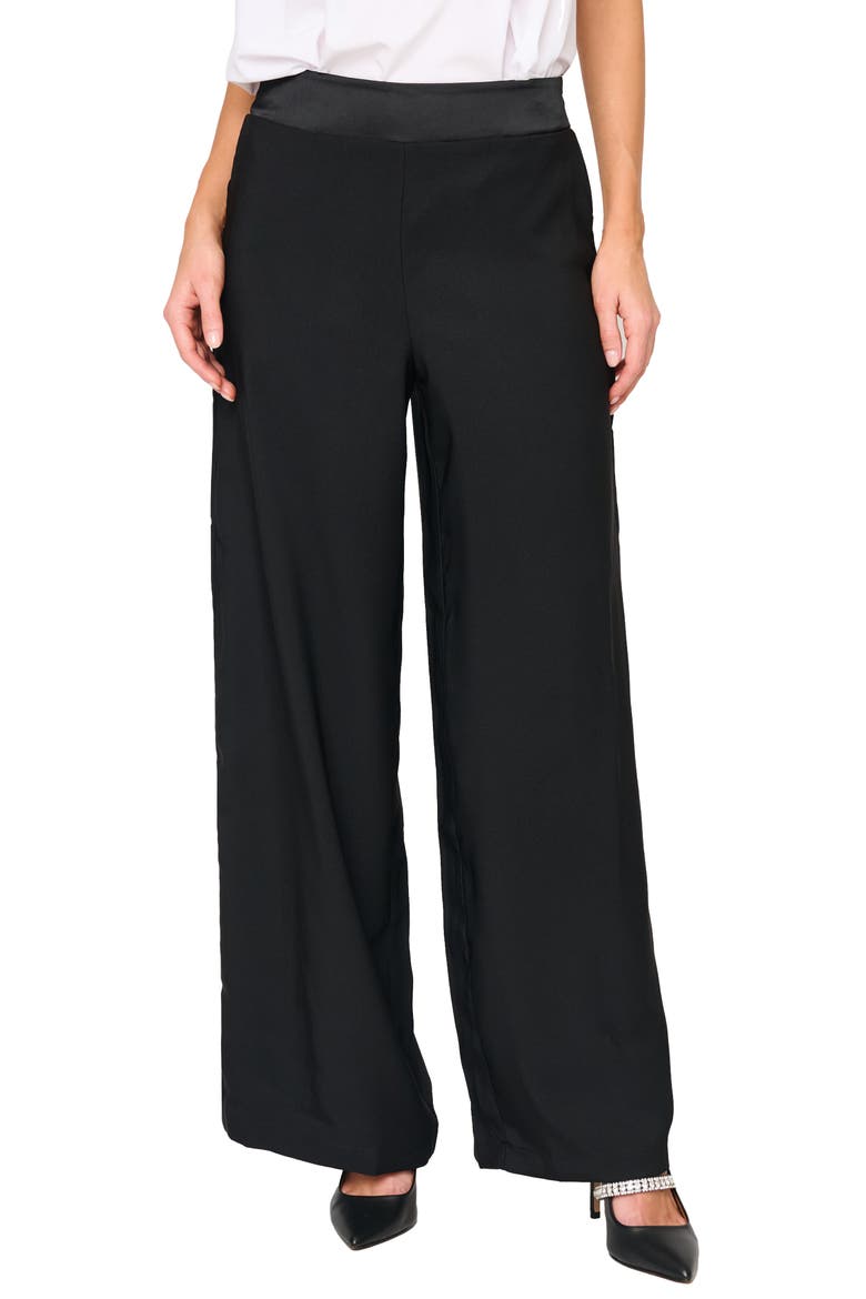 Solstice Wide Leg Satin Pants, Main, color, BLACK