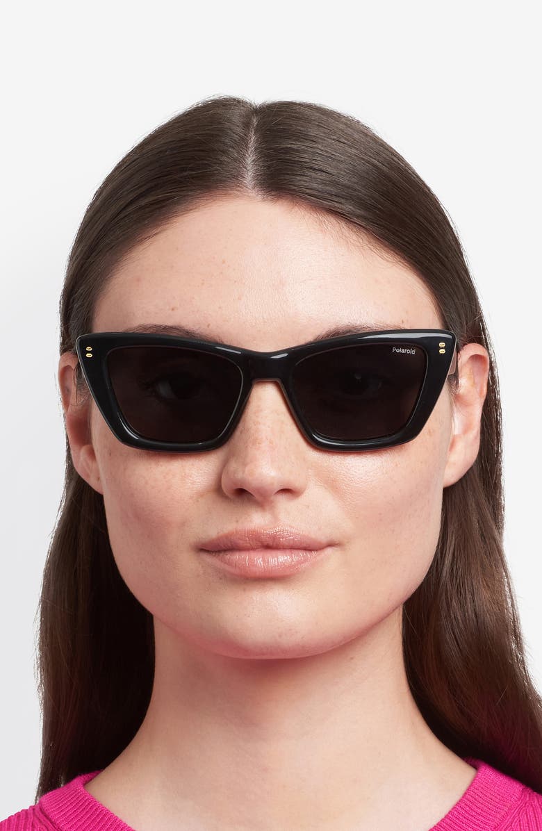 Polaroid 54mm Polarized Cat Eye Sunglasses, Alternate, color, Black/ Grey Pz