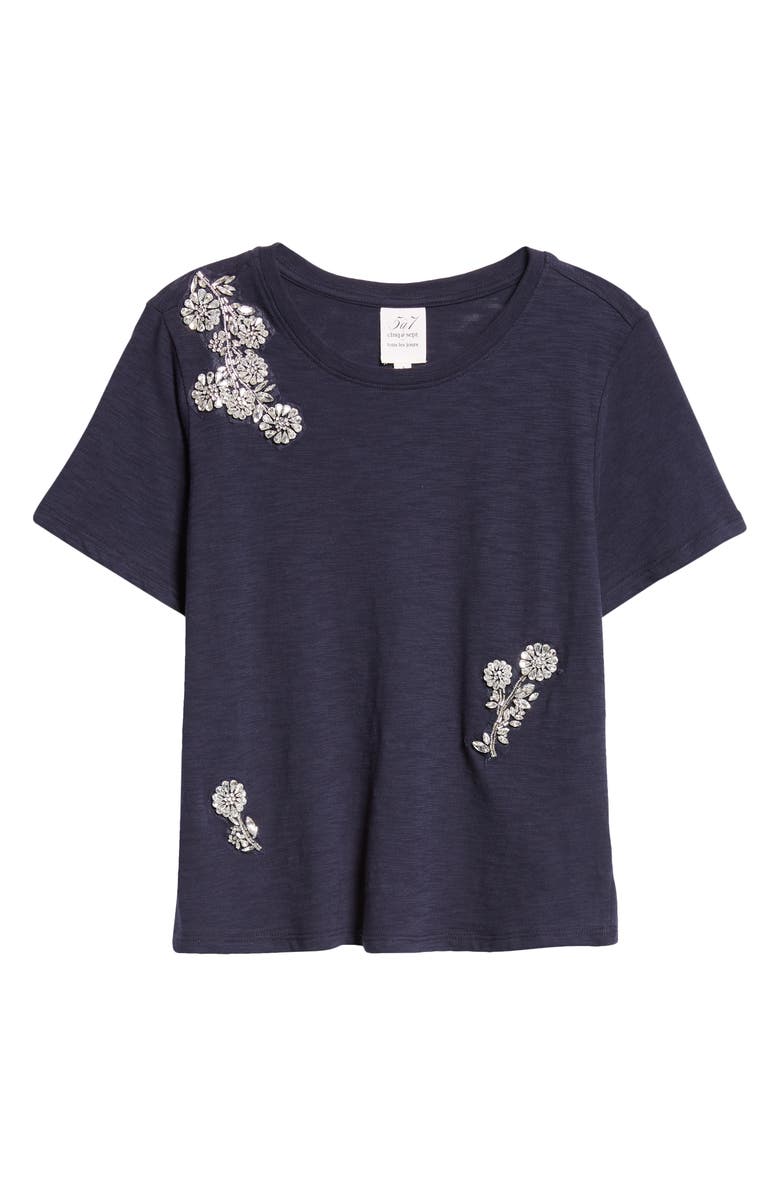 Cinq à Sept Crystal Chrysanthemum Shrunken T-Shirt, Alternate, color, 