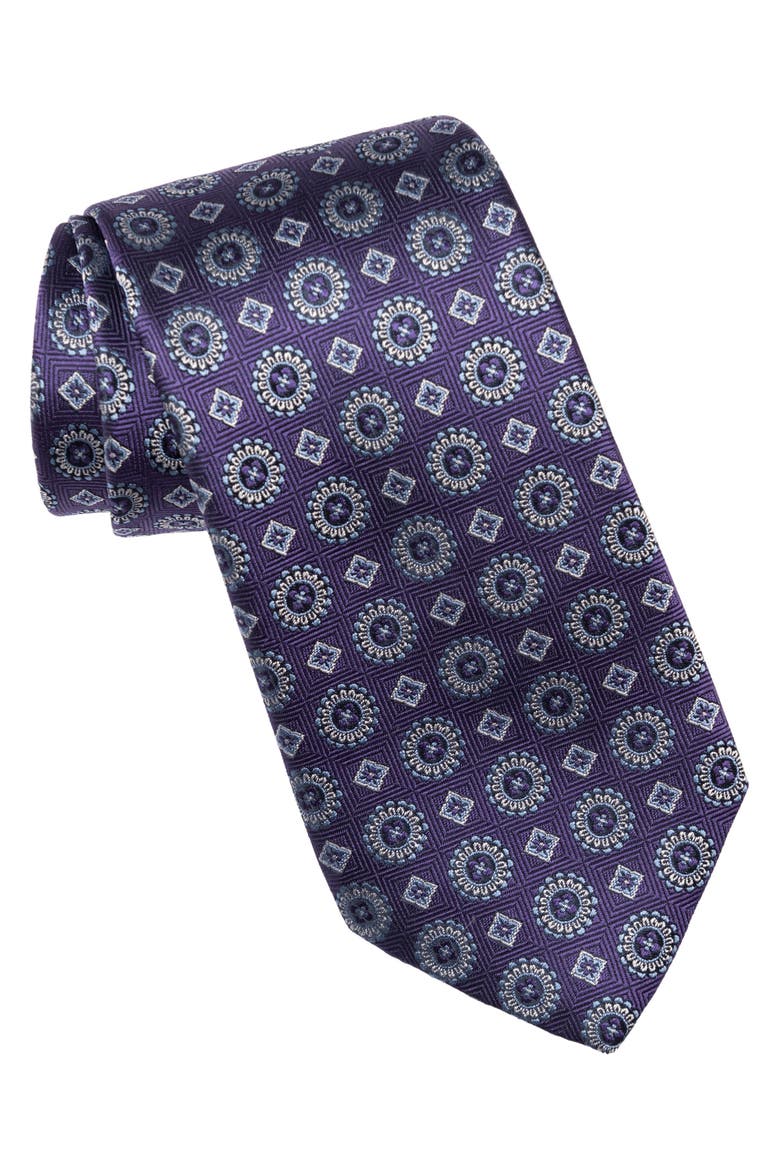 Ercole - Silk Jacquard Tie for Men, Main, color, Purple