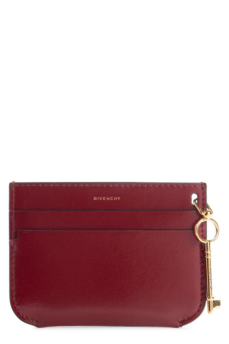 Lucky Charms Leather Card Holder, Main, color, AUBERGINE