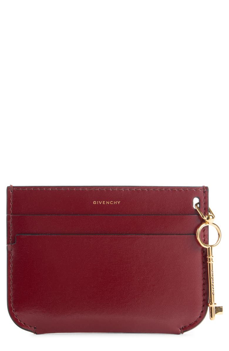 Givenchy Lucky Charms Leather Card Holder, Main, color, Aubergine