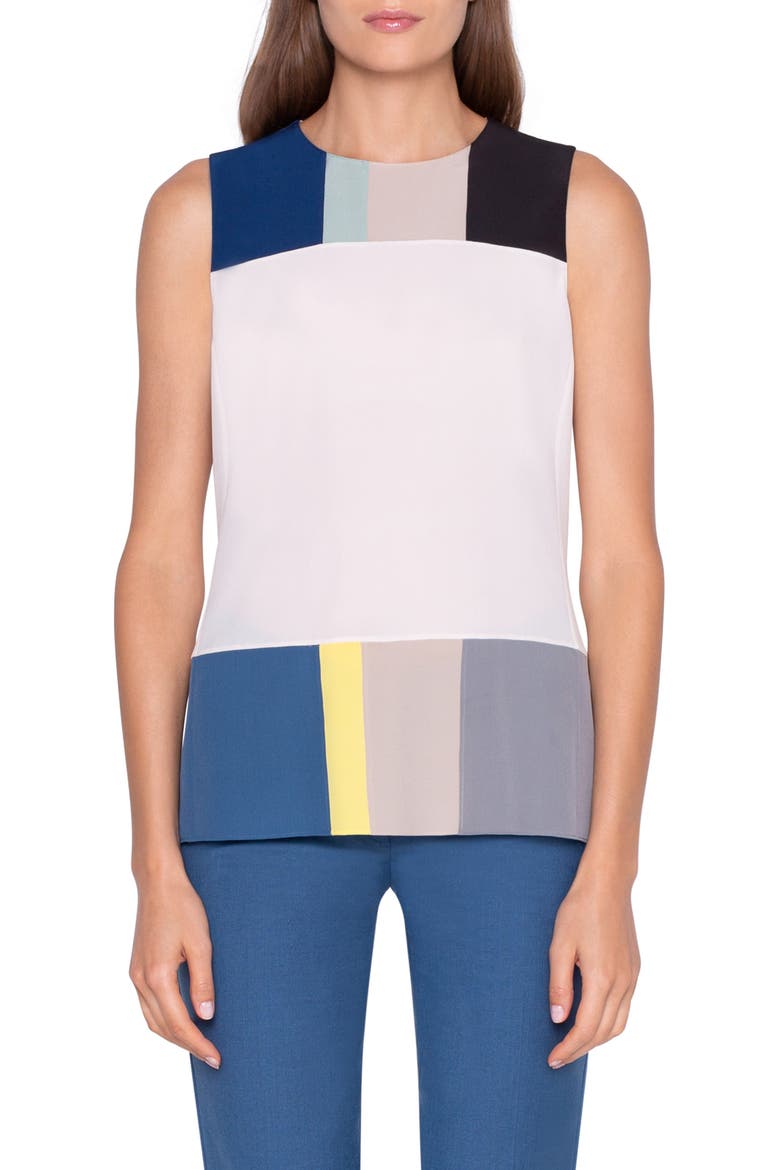Pittura Patchwork Sleeveless Silk Blouse, Main, color, MULTICOLOR