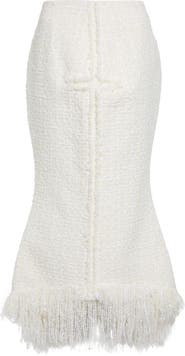 MATIÈRES FÉCALES Mademoiselle Sequin Fringe Tweed Trumpet Skirt
