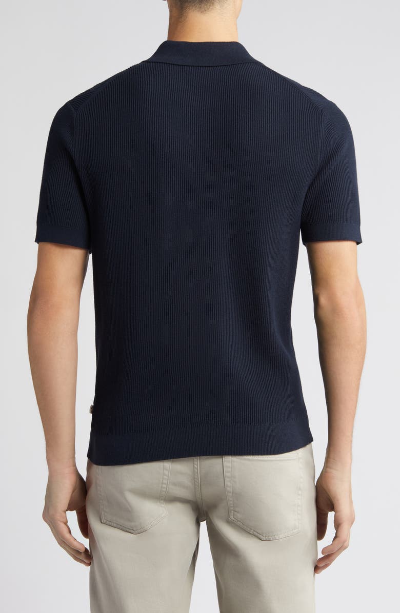 NN07 Hansie Zip Ribbed Organic Cotton Sweater Polo, Alternate, color, Navy Blue