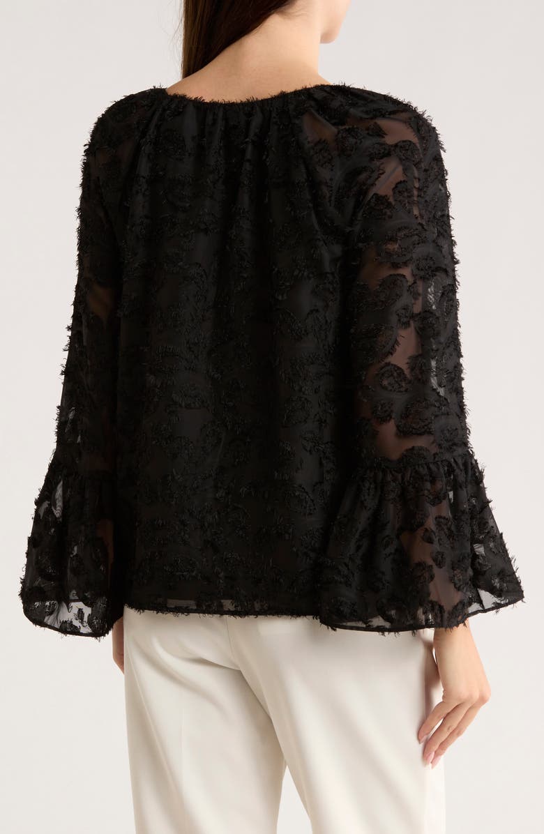 NORDSTROM RACK Tie Neck Long Sleeve Top, Alternate, color, Black