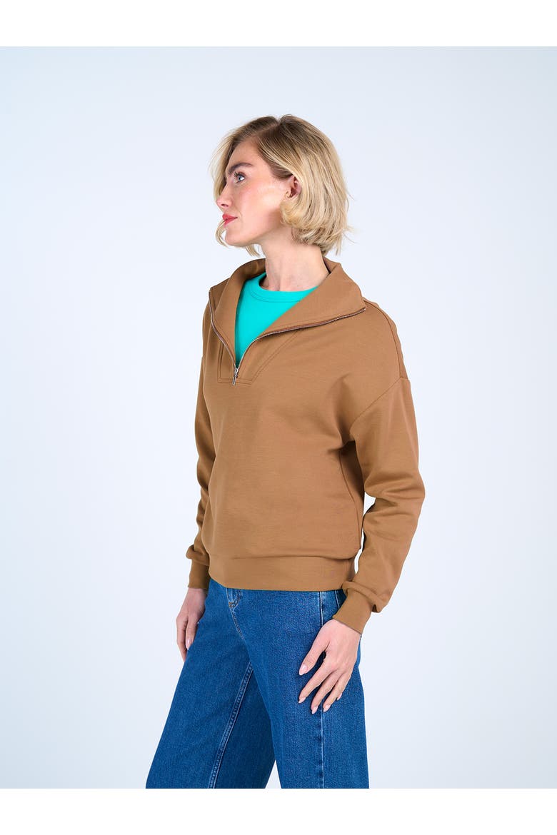 1/4 Zip Soft Feel Sweatshirt, Alternate, color, Coffee