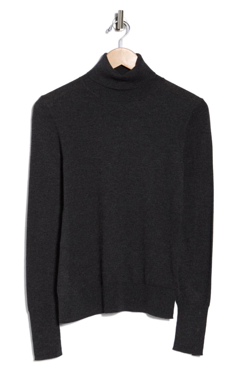 L'AGENCE Cotton & Silk Blend Turtleneck Sweater, Alternate, color, Charcoal/ Black