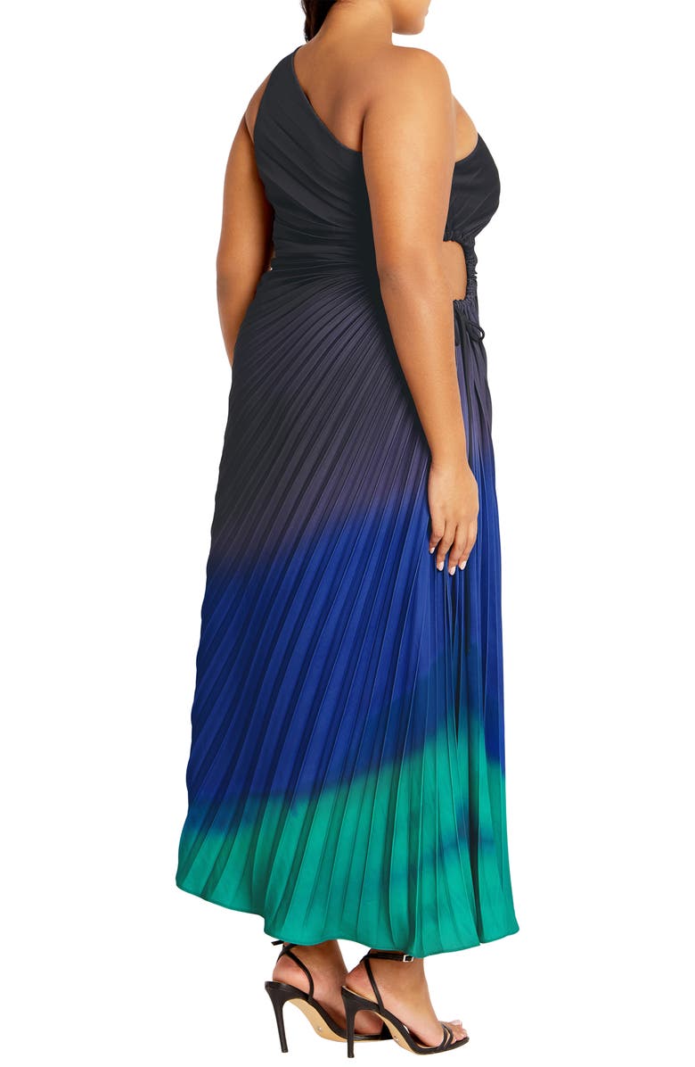 City Chic Aliza One-Shoulder Side Cutout Pleated Dress, Alternate, color, Hypnotise