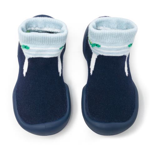 Baby Boy First Walk Sock Shoes Navy Dash