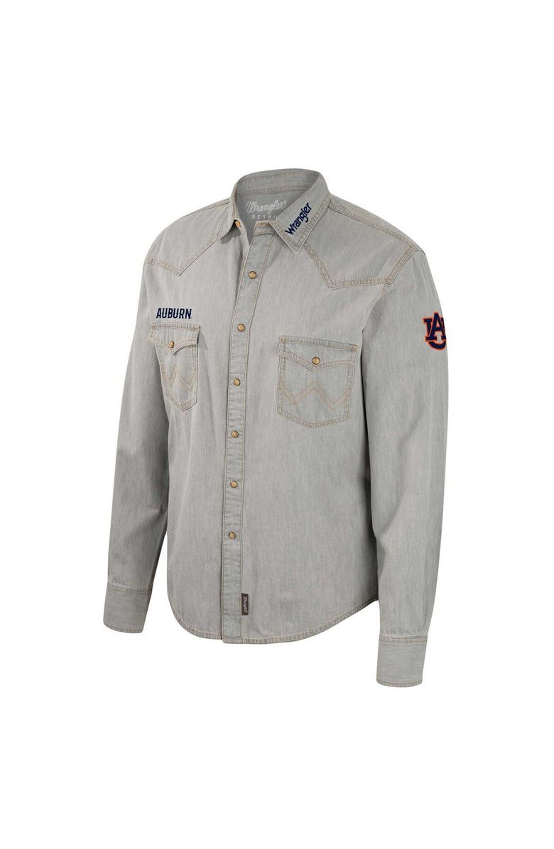 COLOSSEUM Men's Colosseum x Wrangler Gray Auburn Tigers Cowboy Cut Western Full-Snap Long Sleeve Shirt, Alternate, color, 