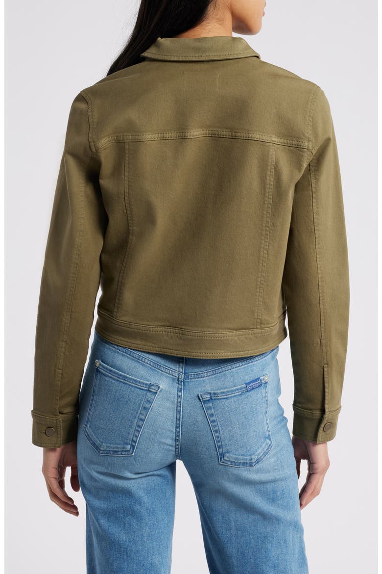 Crop Cotton Blend Twill Jacket, Alternate, color, OLIVE BURNT