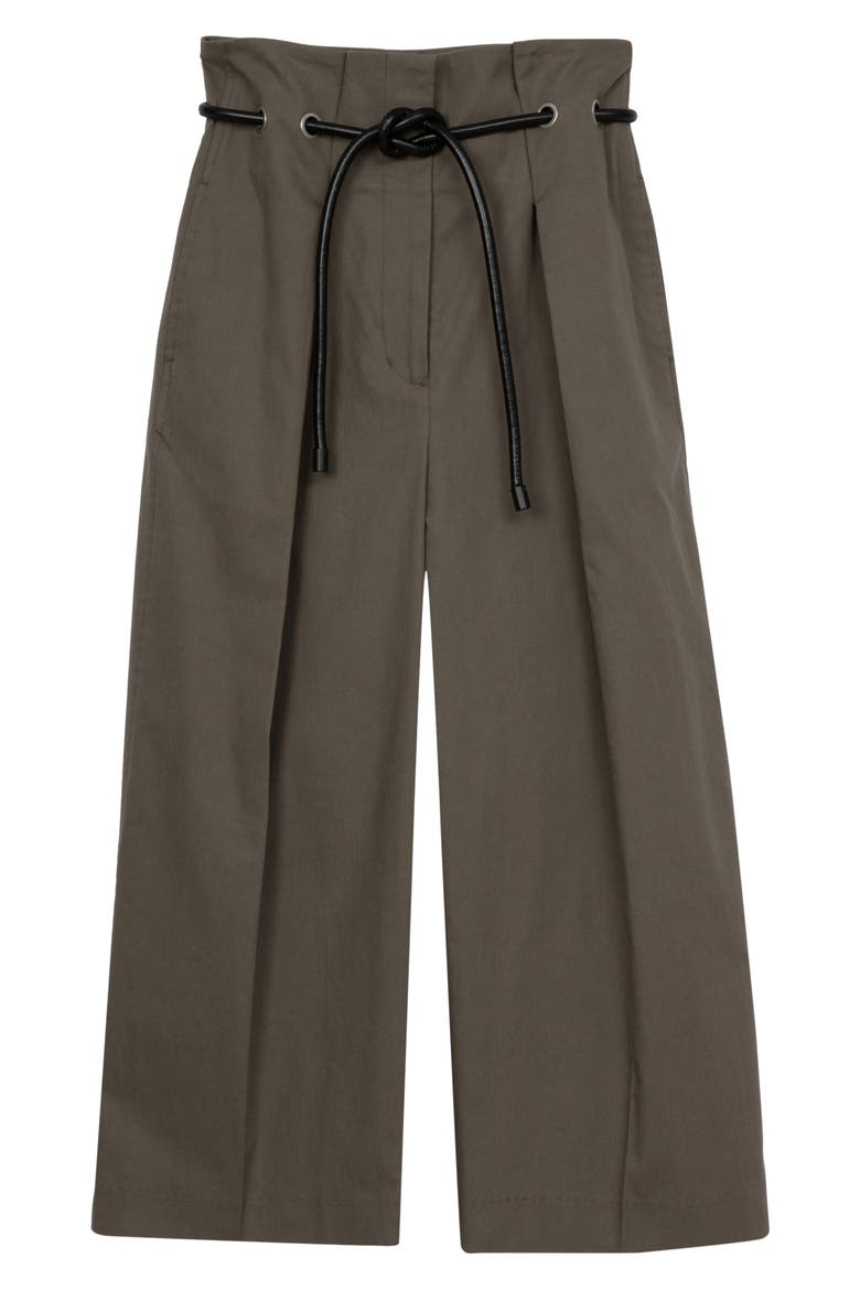 Origami Pleat Wide Leg Cropped Trousers, Alternate, color, ARMY