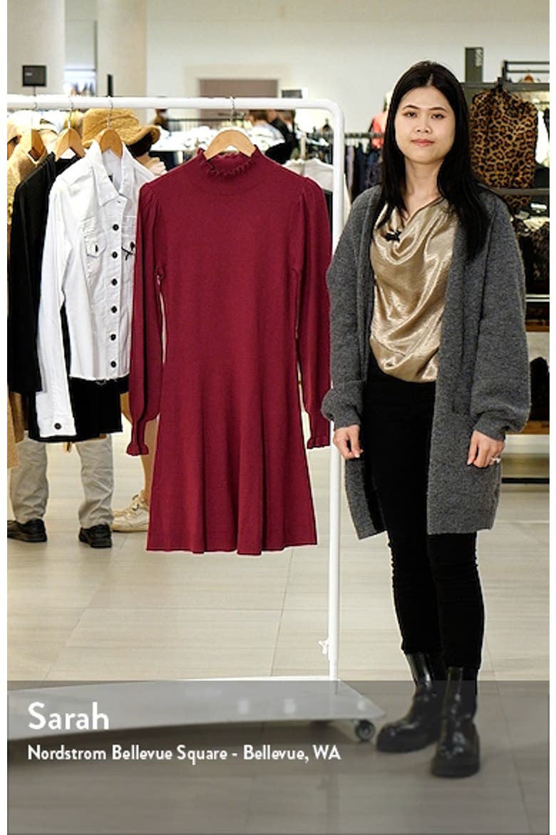 Mock Neck Long Sleeve Fit & Flare Sweater Dress video