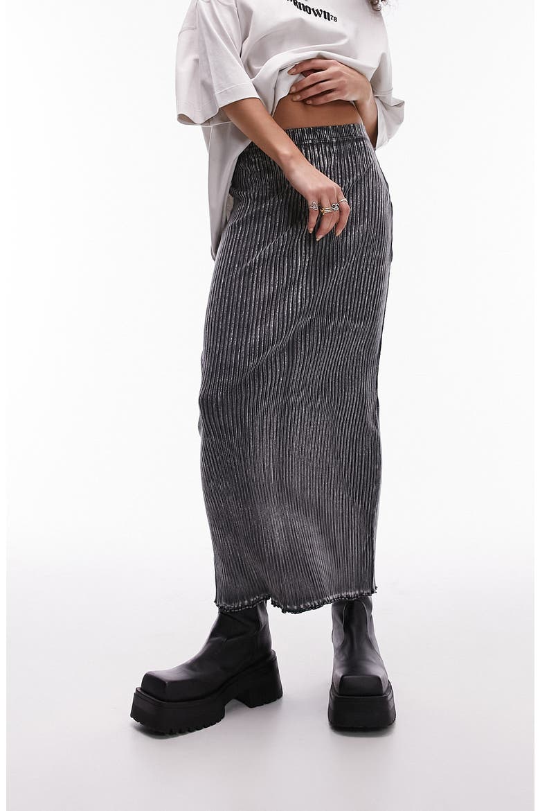 Acid Wash Rib Jersey Skirt, Alternate, color, GREY