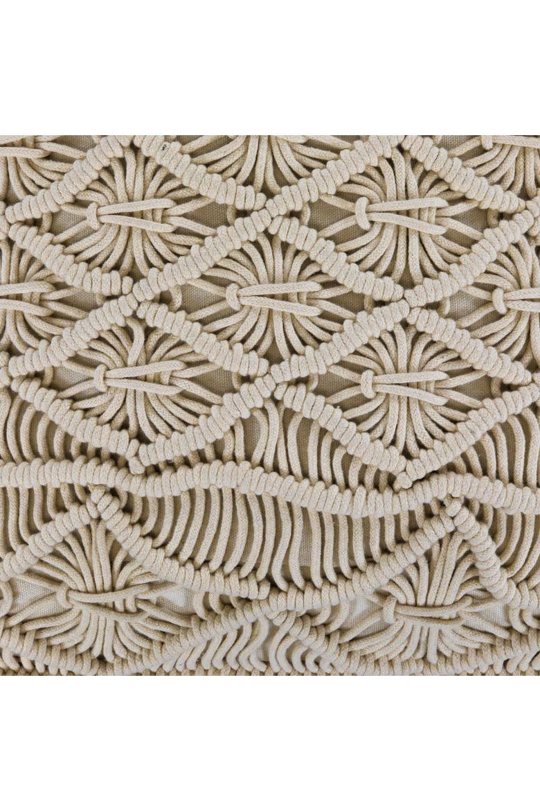 18" Natural Cotton Handmade Macrame Square Throw Pillow, Alternate, color, Ivory