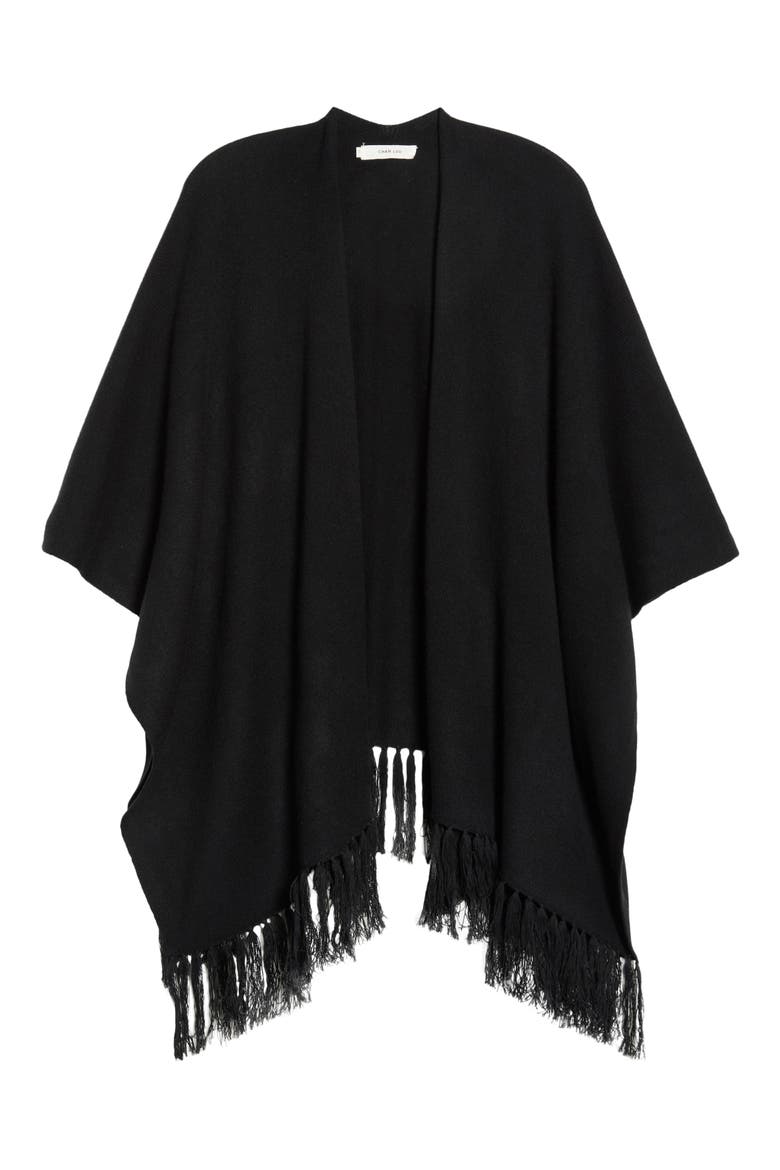 Wool & Cashmere Ruana, Alternate, color, BLACK