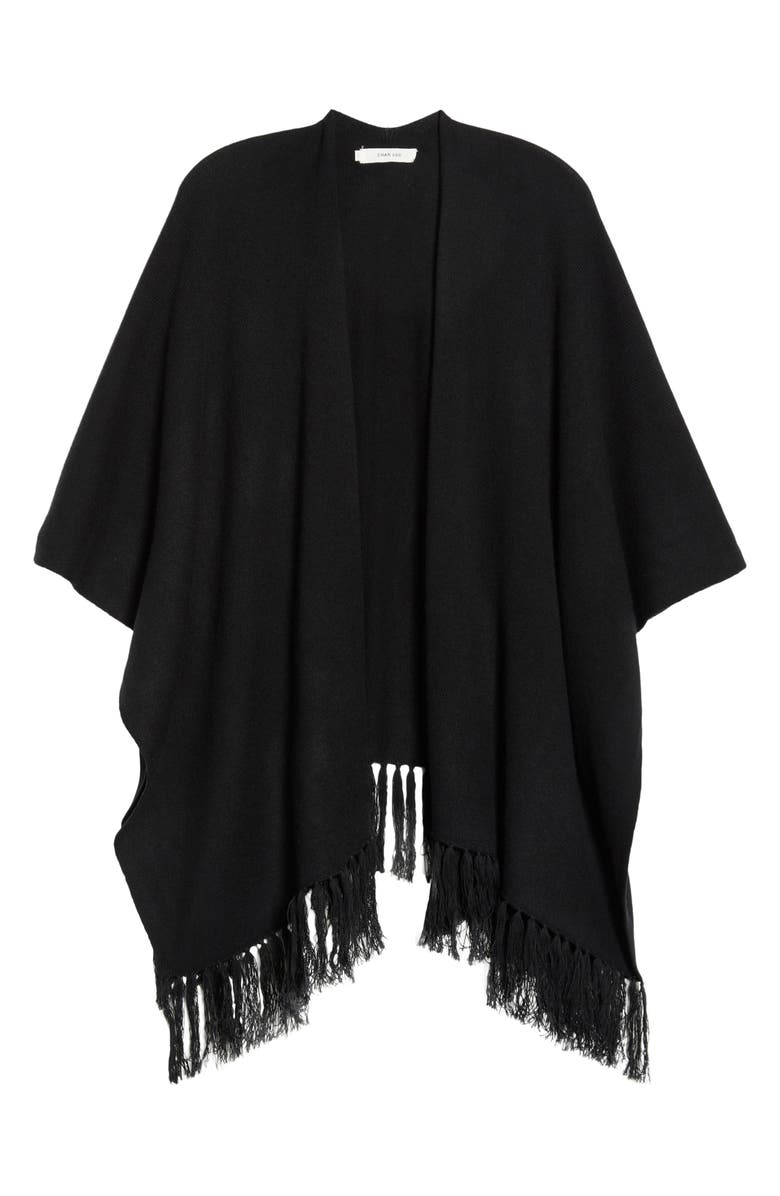 Chan Luu Wool & Cashmere Ruana, Alternate, color, Black