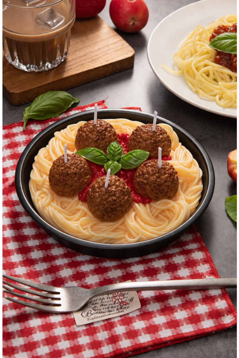 Spaghetti and Meatballs Candle, Alternate, color, Spaghetti And Meatballs