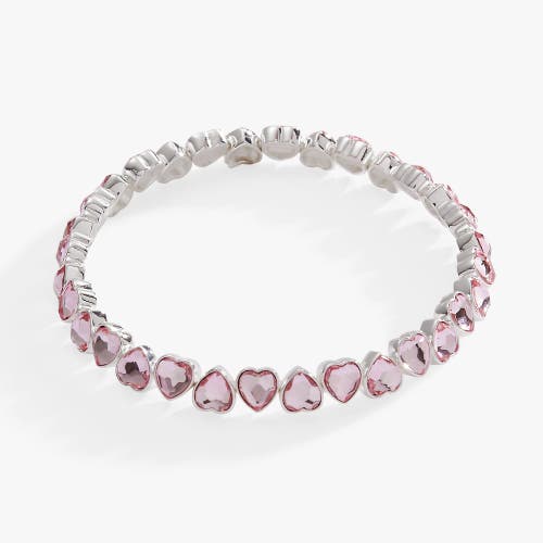 Alex And Ani Faceted Heart Stretch Bracelet In Pink