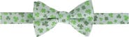 Trafalgar White Shamrock Novelty Silk Bow Tie