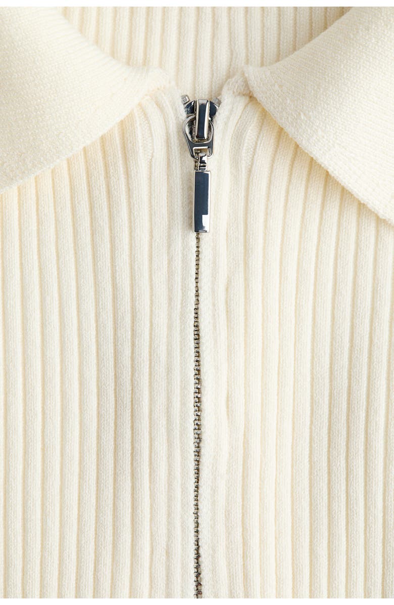 H&M Rib-knit Collared Top, Alternate, color, Cream
