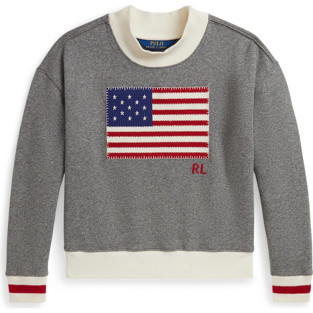 Polo Ralph Lauren Ralph Lauren Flag Fleece Mockneck Sweatshirt In Gray