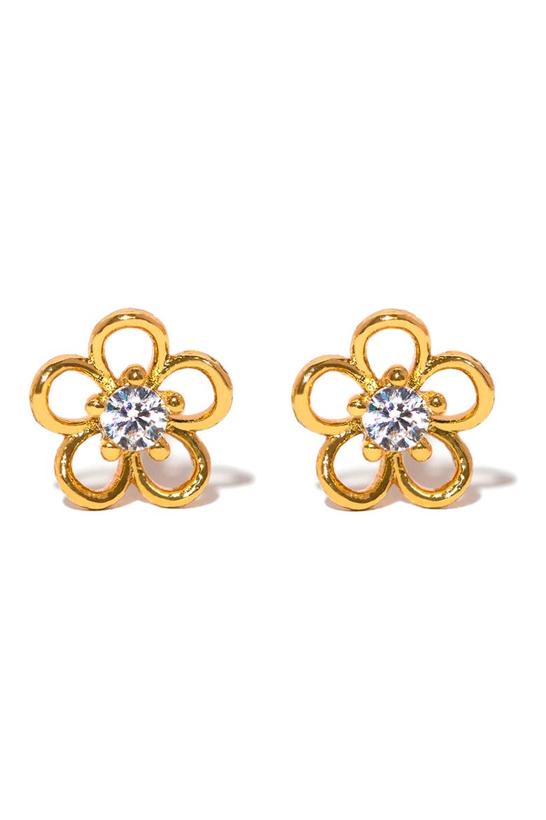 Teeny Tiny Flower Stud Earrings, Main, color, GOLD
