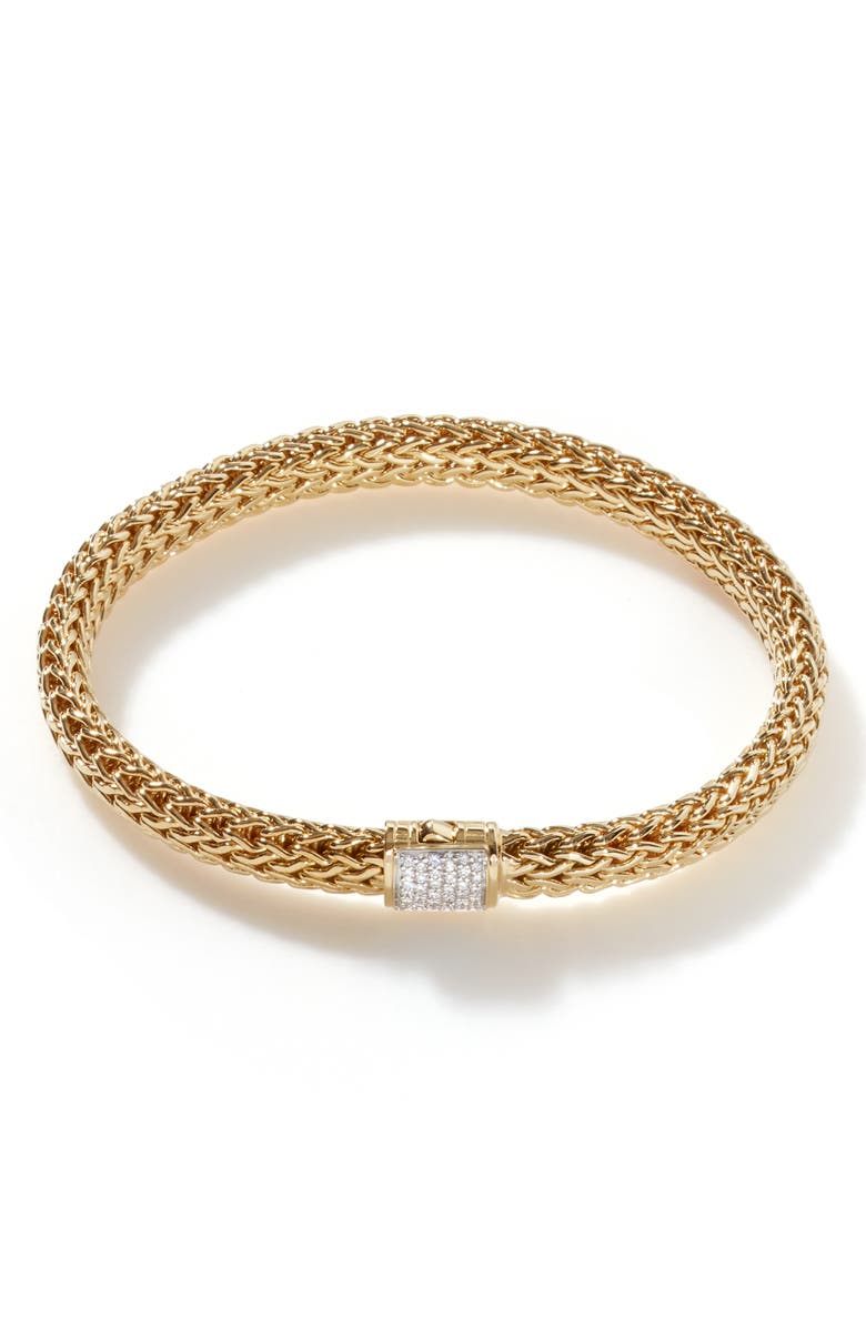 John Hardy Classic Chain Diamond & 18K Gold 5mm Bracelet, Main, color, 