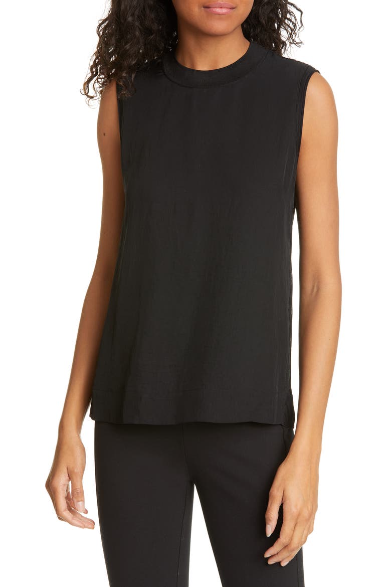 Alisha Rib Openwork Back Tank, Main, color, BLACK