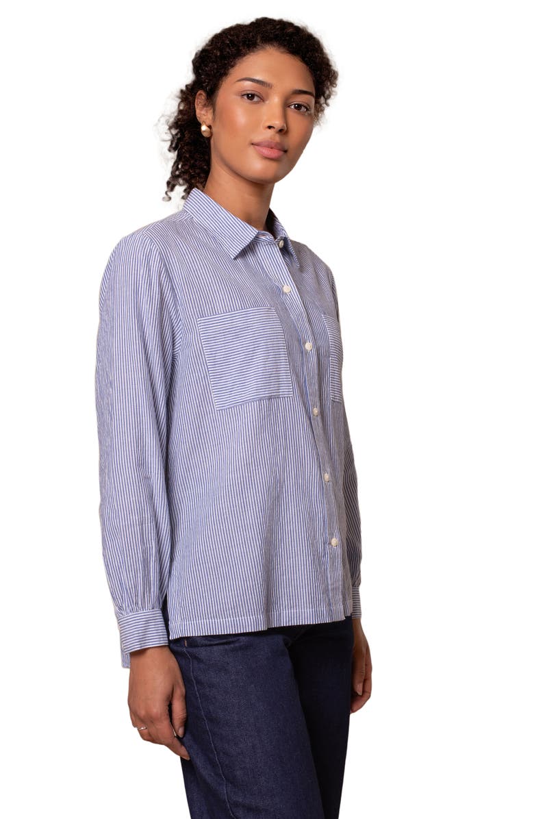 Celtic & Co. Side Split Striped Shirt, Main, color, Blue Stripe