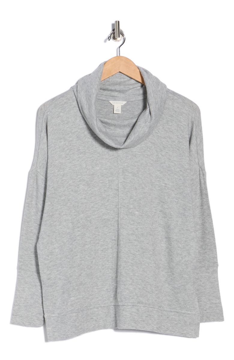 Caslon<sup>®</sup> Cowl Neck Long Sleeve Tunic Top, Alternate, color, Grey Heather