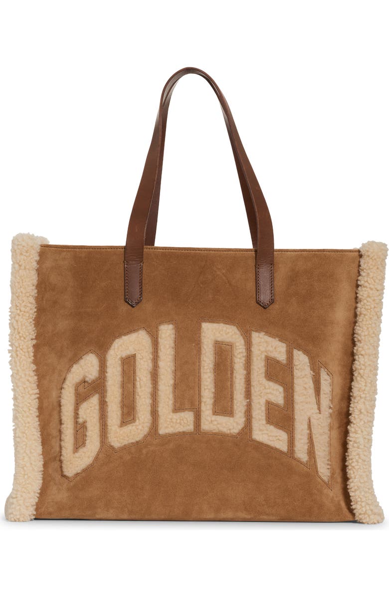 Golden Goose California East/West Suede & Genuine Shearling Shopper Tote, Main, color,