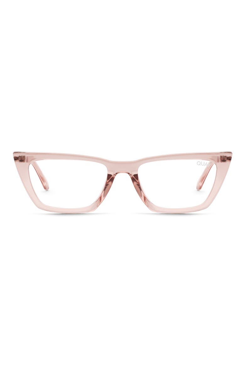 The Kween 34mm Cat Eye Blue Light Filtering Glasses, Main, color, TAN / CLEAR BLUE LIGHT