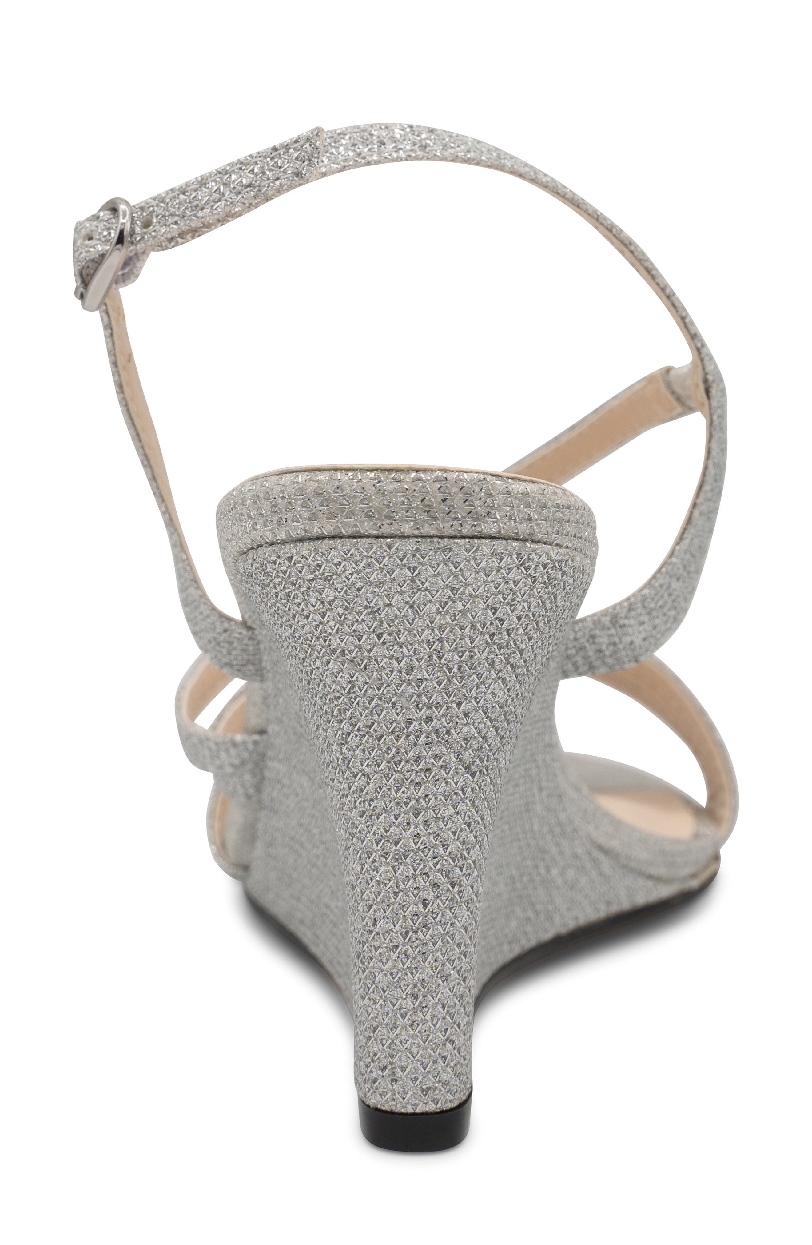 Phyllis Shimmer Wedge Sandal, Alternate, color, SILVER