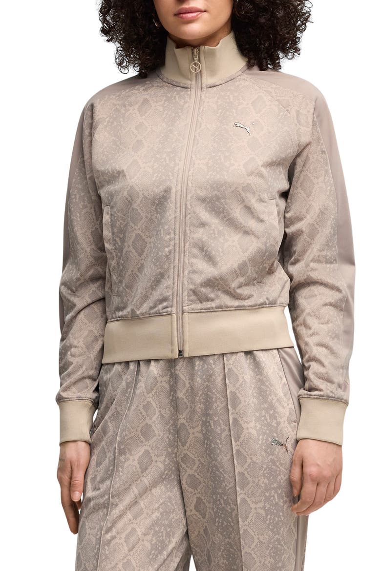 T7 Snake Print Track Jacket, Main, color, MOUSE GRAY