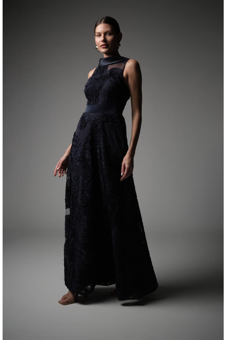 Anna Soutache A-Line Evening Gown, Alternate, color, NAVY